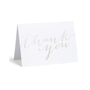 Silver Foil Thank You Card, 5 × 3.5 inches, Includes Envelopes 50 Cards